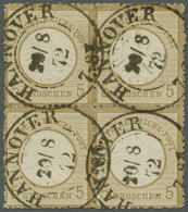 Deutsches Reich - Brustschild: 1872, 5 Gr. Kleiner Schild Im 4er-Block, Farbfrisch, Gut Geprägt Und - Ongebruikt