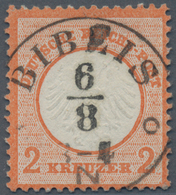 Deutsches Reich - Brustschild: 1872, 2 Kreuzer Rotorange Entwertet Mit Klarem, Zentrischem K2 BIBLIS - Ongebruikt