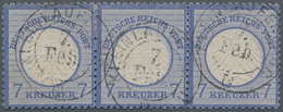 Deutsches Reich - Brustschild: 1872, Kleiner Schild 7 Kr. Ultramarin Im 3er Streifen Mit Baden-K2 "K - Ongebruikt