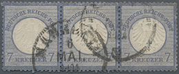 Deutsches Reich - Brustschild: 1872, Kleiner Schild 7 Kr. Ultramarin Im 3er Streifen Mit K1 "MANNHEI - Ongebruikt