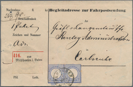 Deutsches Reich - Brustschild: 1872, Kleiner Schild 7 Kr. Ultramarin Im Paar Auf Vordruck-Fahrpostse - Neufs