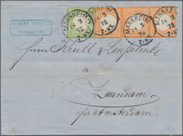 Deutsches Reich - Brustschild: 1872, Kl. Schild 2 Kr Orange Im Dreierstreifen Und Gr. Schild 1 Kr Gr - Unused Stamps