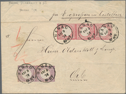 Deutsches Reich - Brustschild: 1872, Paar ¼ Gr. Und 3er-Streifen 1 Gr. Auf Express-Brief Mit K1 "HAN - Ungebraucht