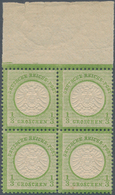 Deutsches Reich - Brustschild: 1872, Großer Schild 1/3 Gr. Hellgrün Postfrischer Viererblock Mit Kom - Unused Stamps