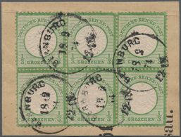 Deutsches Reich - Brustschild: 1872 Großer Schild 1/3 Gr. Grün Sechserblock(!) Auf Briefstück Mit K1 - Unused Stamps