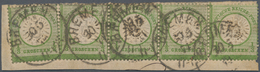 Deutsches Reich - Brustschild: 1872 Großer Schild 1/3 Gr. Dunkelgrün 4-er Streifen Auf Briefstück Mi - Unused Stamps