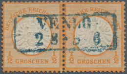 Deutsches Reich - Brustschild: 1872, "VENLO 2 8 5-6" Blauer Ra2 Auf Luxus-Paar ½ Gr. Orange, Nur Wen - Neufs