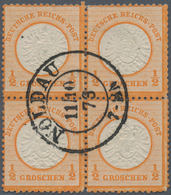 Deutsches Reich - Brustschild: 1872, Großer Schild ½ Gr Orange Im Viererblock Mit K2 "NOLDAU 11/10 7 - Neufs