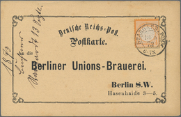 Deutsches Reich - Brustschild: 1872 Großer Schild ½ Gr Orange A. Vordruckkarte "Berliner Unions Brau - Ungebraucht