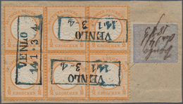 Deutsches Reich - Brustschild: 1872, Großer Schild ½ Gr Orange Als Sechserblock Mit Blauem Preussen- - Unused Stamps