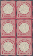 Deutsches Reich - Brustschild: 1872, Großer Schild 1 Gr. Karmin, Sechserblock Dabei Vier Marken POST - Unused Stamps