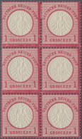 Deutsches Reich - Brustschild: 1872, Großer Schild 1 Gr. Karmin, Sechserblock Dabei Vier Marken POST - Ongebruikt