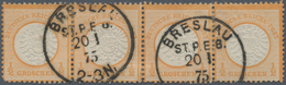 Deutsches Reich - Brustschild: 1872, Großer Schild ½ Gr Orange Im Viererstreifen Mit K1 "BRESLAU ST. - Neufs