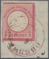 Deutsches Reich - Brustschild: 1872, Großer Schild 1 Gr Karmin Auf Briefstück Mit Seltenem Rotviolet - Ongebruikt