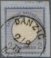 Deutsches Reich - Brustschild: 1872, Großer Schild 2 Gr. Blau Doppelprägung Des Mittelstückes Mit K1 - Ungebraucht