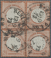 Deutsches Reich - Brustschild: 1872, Großer Schild 2½ Gr. Rotbraun Im Viererblock Mit K1 "BERLIN P.E - Unused Stamps