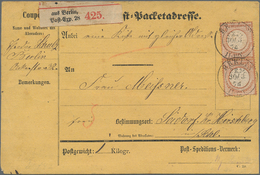 Deutsches Reich - Brustschild: 1872, 2 1/2 Gr Rötlichbraun, Senkr. Paar Als MeF Auf Paketkarte Von B - Ungebraucht