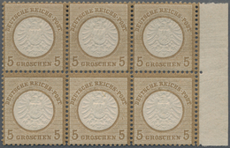 Deutsches Reich - Brustschild: 1872, 5 Gr. Großer Schild Im Perfekten Luxusrand-6er Block, Auch Im R - Ungebraucht