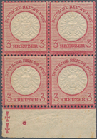 Deutsches Reich - Brustschild: 1872, Großer Schild 3 Kr. Unterrand-Viererblock Mit Plattenkennzeiche - Ungebraucht