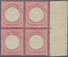 Deutsches Reich - Brustschild: 1874, Großer Schild 3 Kr. Karmin POSTFRISCHER Vierer-Block Mit Drei P - Unused Stamps