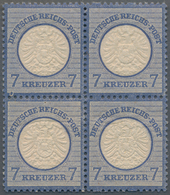 Deutsches Reich - Brustschild: 1874, Großer Schild 7 Kr. Graublau POSTFRISCHER Viererblock Mit 2x FZ - Unused Stamps
