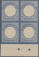 Deutsches Reich - Brustschild: 1874, Großer Schild 7 Kr. Graublau POSTFRISCHER Unterrand-Viererblock - Ungebraucht