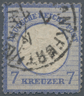 Deutsches Reich - Brustschild: 1872, Großer Schild 7 Kr. Blau Doppelprägung Des Mittelstückes Mit K1 - Neufs