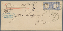 Deutsches Reich - Brustschild: 1874 (20.2.), 7 Kr. Im Senkrechten Paar Auf Kab.-Recobrief Mit K1 GIE - Unused Stamps