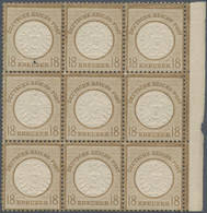 Deutsches Reich - Brustschild: 1874, Großer Schild 18 Kr. Braunocker POSTFRISCHER Neunerblock Vom Re - Unused Stamps