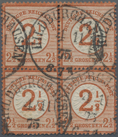 Deutsches Reich - Brustschild: 1872, Großer Schild "2½" Auf 2½ Gr. Rotbraun Im Viererblock Mit K1 "H - Ungebraucht