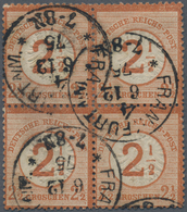 Deutsches Reich - Brustschild: 1874, Großer Schild "2½" Auf 2½ Gr Rötlichbraun Als Viererblock Zusam - Ungebraucht