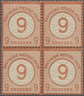 Deutsches Reich - Brustschild: 1874, Großer Schild "9" Auf 9 Kr. Braunorange POSTFRISCHER Viererbloc - Unused Stamps