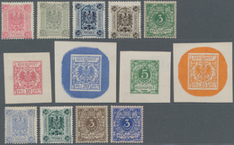 Deutsches Reich - Pfennig: Krone & Adler: 10 Pf. "Türbogen"-Essais In Karminrosa, Mattblau, Olivgrün - Unused Stamps