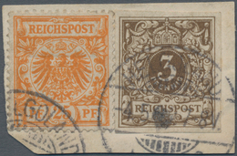 Deutsches Reich - Pfennig: 1889, 3 Pf. Krone/Adler Ungezähnt Und 25 Pf. Krone/Adler Auf Gebrauchtem - Unused Stamps