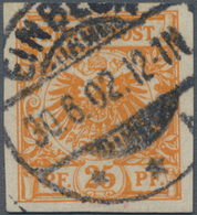 Deutsches Reich - Krone / Adler: 1889: 25 Pfg. Gelborange, Ungezähnte Farbprobe Von 1889, Gestempelt - Nuevos