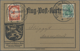 Deutsches Reich - Germania: 1912,FLUGPOST RHEIN-MAIN: 10 Pfg. "E. EL.P."mit 5 Pfg. Germania Auf Prei - Sonstige & Ohne Zuordnung