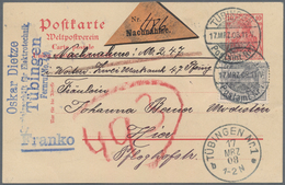 Deutsches Reich - Germania: 1904/1908, 2 Pf Orts-Ganzsachenkarte Mit Zfr 10 Pf Rotkarmin Als Nachnah - Autres & Non Classés