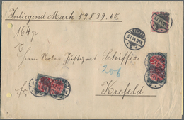 Deutsches Reich - Germania: 1902, 2 X 5 M Grünschwarz/dunkelkarmin U. 40 Pf Germania, MiF Auf Wertbr - Andere & Zonder Classificatie