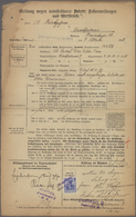 Deutsches Reich - Germania: 1912, 20 Pfg. Germania Als Verklebte Gebühr Auf Formular "Meldung Wegen - Andere & Zonder Classificatie