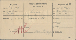 Deutsches Reich - Inflation: 1920, 2 Pf Germania Grau Im Senkr. 10er-Block Rückseitig Auf "Gesprächs - Cartas & Documentos
