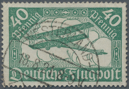 Deutsches Reich - Inflation: 1919, 40 Pf. FLUGPOST In Der Seltenen Farbe "blassgrün" Als Gestempelte - Cartas & Documentos