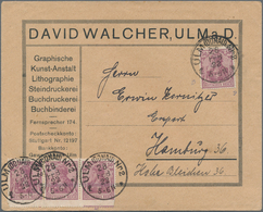 Deutsches Reich - Inflation: 1920, 50 Pf. Germania Auf Von Ulm Nach Hamburg Frankiert Mit Einem 3-er - Cartas & Documentos