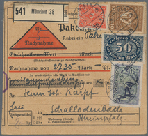 Deutsches Reich - Inflation: 1921, 20 M Pflüger Mit KOPFSTEHENDEM Unterdruck, Zusammen Mit 3 M Orang - Covers & Documents