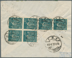 Deutsches Reich - Inflation: 1921, 1,60 M. Schnitter Mit Wasserzeichen 2 Im 6er-Block Rückseitig Auf - Lettres & Documents