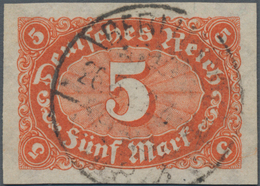 Deutsches Reich - Inflation: 1921, 5 Mark Ziffer UNGEZÄHNT Mit WZ 2 (Waben) Zentrisch Gest. „BERLIN - Lettres & Documents