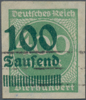 Deutsches Reich - Inflation: 1923, 100 Tsd. Auf 400 Mark Freimarke “Ziffer”, UNGEZÄHNT, Zeitgerecht - Covers & Documents