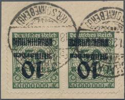 Deutsches Reich - Inflation: 1923, 10 Mrd. Auf 50 Mio. Schwärlicholivgrün, Waagerechtes Paar Mit Seh - Covers & Documents