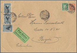 Deutsches Reich - Weimar: 1926, Bedarfsbrief Aus HAMBURG Nach Bogota Mit 5 Und 50 Pfg. Korbdeckel So - Autres & Non Classés