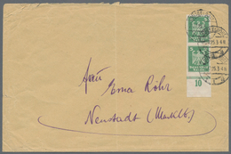 Deutsches Reich - Weimar: 1924, 5 Pf Grün Adler, UNGEZÄHNTES Senkrechtes Paar Vom Unterrand Als Port - Other & Unclassified