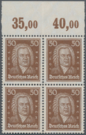 Deutsches Reich - Weimar: 1926. Bach 50 Pf Im OR-4er-Block. RWZ 35,00 Und 40,00. Senkrecht Gefaltet, - Altri & Non Classificati